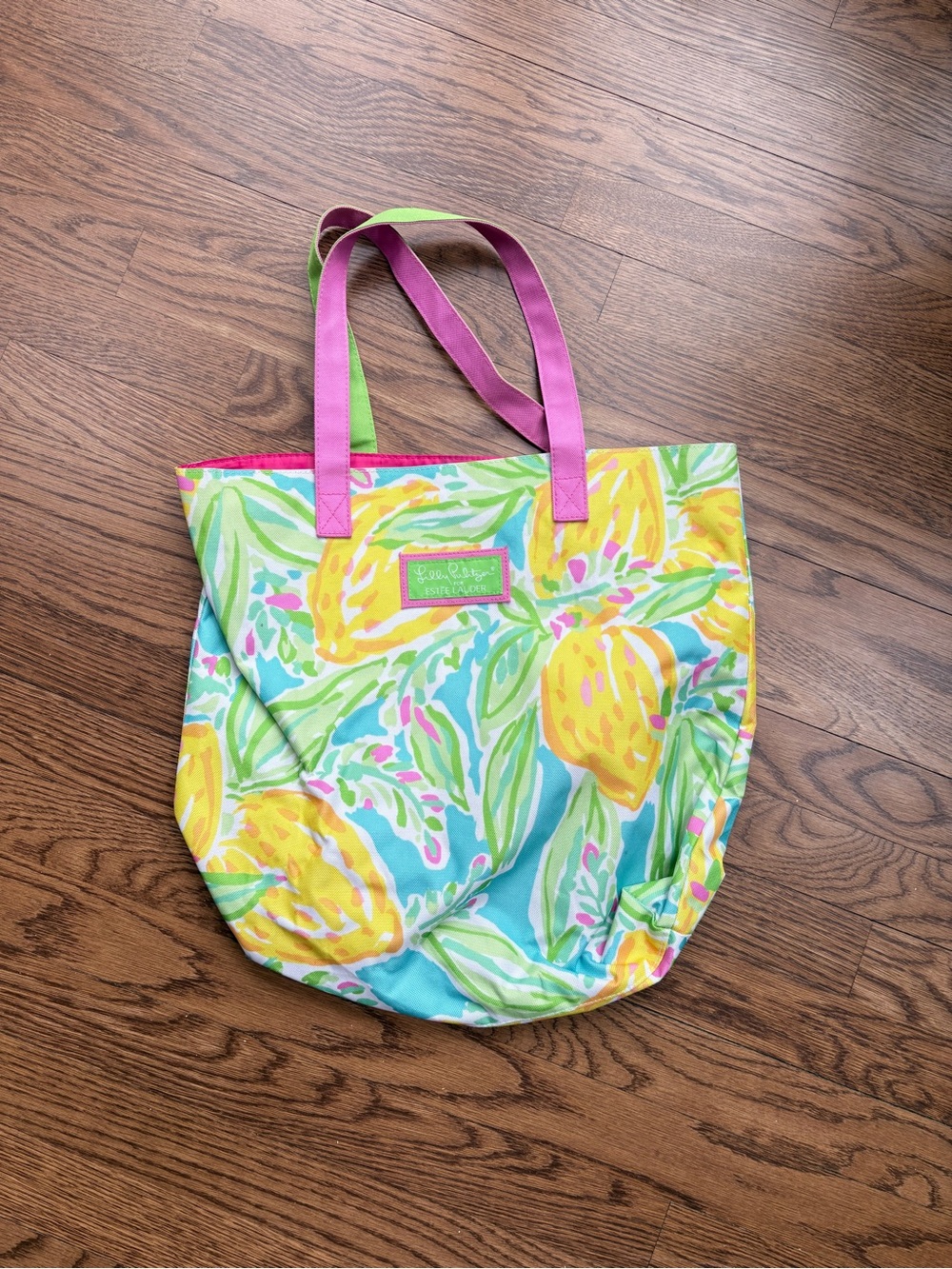 Lilly Pulitzer Pink & Yellow Tropical Leaf Tote
